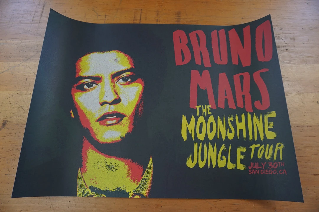 Sold Out Posters Bruno Mars - 2013 Moonshine Jungle Tour Poster Print San Deigo CA Gig Posters 5 Sold Out Posters Bruno Mars - 2013 Moonshine Jungle Tour Poster Print San Deigo CA Gig Posters