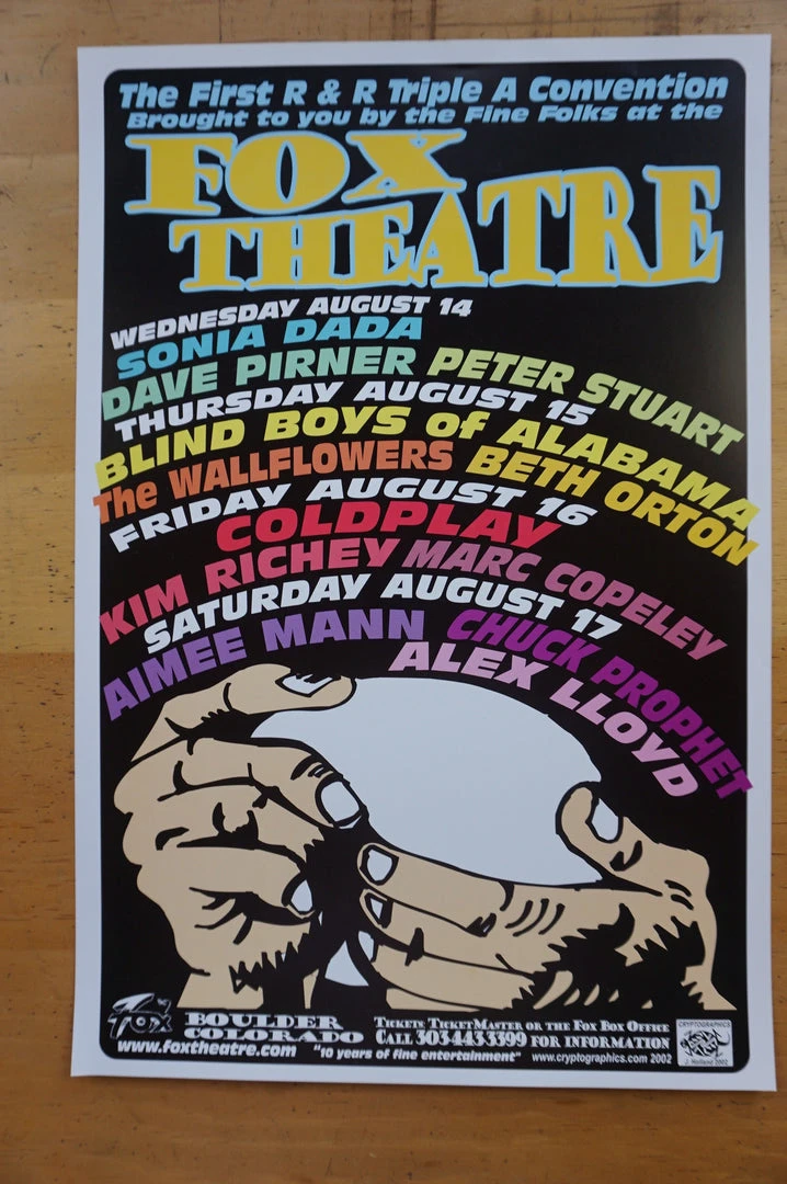 Colorado Triple A Convention - Jeff Holland Poster Boulder, CO, Coldplay, The Wallflowers 4 Colorado Triple A Convention - Jeff Holland Poster Boulder, CO, Coldplay, The Wallflowers