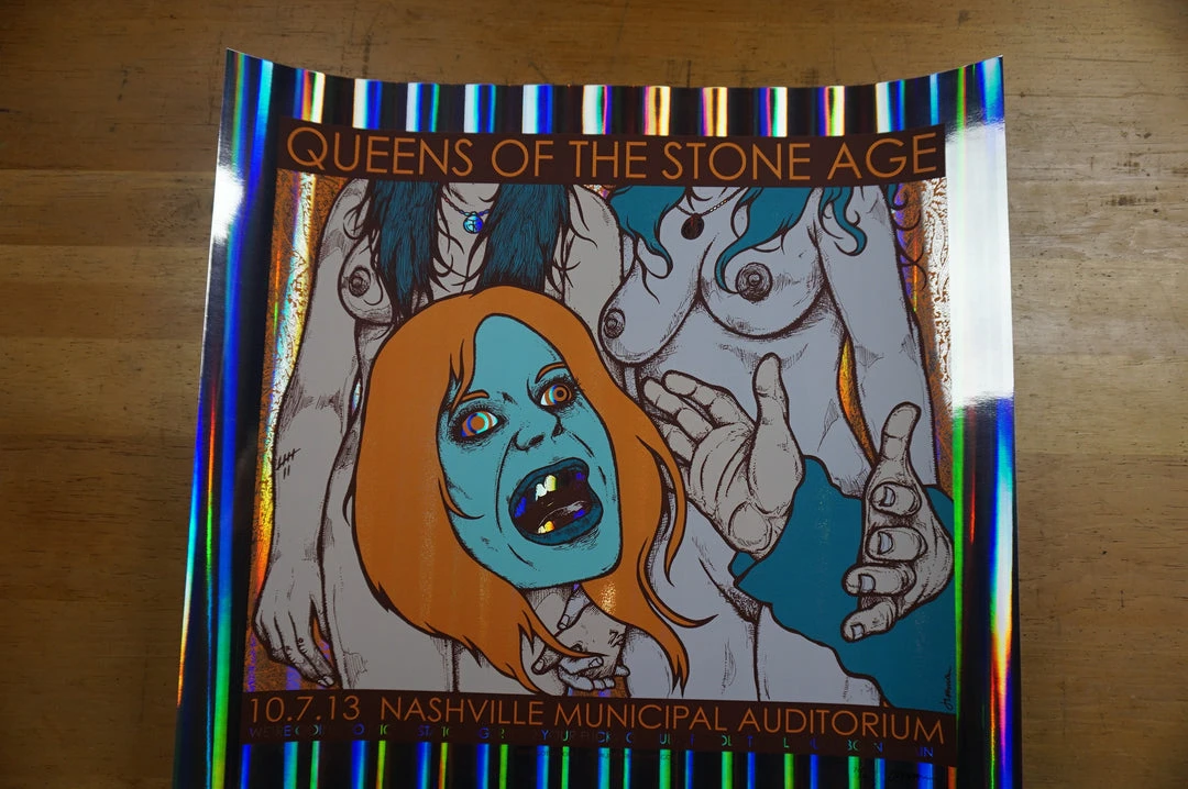 Queens Of The Stone Age - 2013 Jermaine Rogers Poster S/N Nashville FOIL 4 Queens Of The Stone Age - 2013 Jermaine Rogers Poster S/N Nashville FOIL
