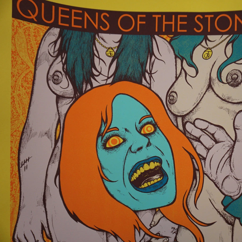 Queens Of The Stone Age - 2013 Jermaine Rogers Poster S/N Nashville YELLOW 3 Queens Of The Stone Age - 2013 Jermaine Rogers Poster S/N Nashville YELLOW