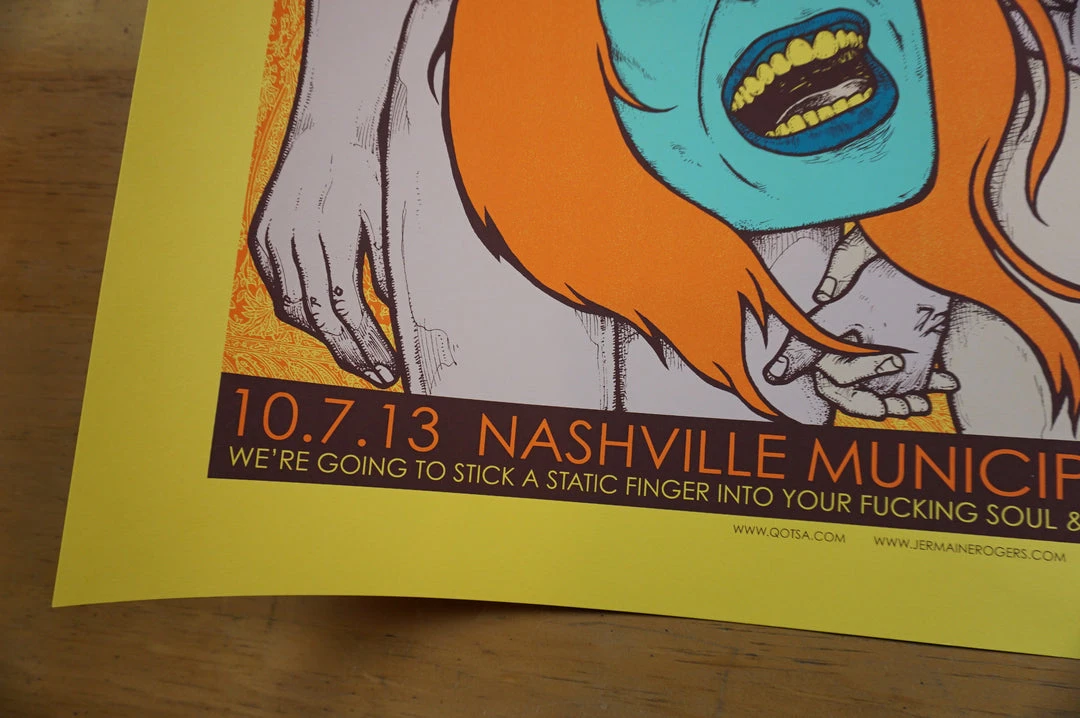 Queens Of The Stone Age - 2013 Jermaine Rogers Poster S/N Nashville YELLOW 8 Queens Of The Stone Age - 2013 Jermaine Rogers Poster S/N Nashville YELLOW