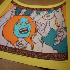 Queens Of The Stone Age - 2013 Jermaine Rogers Poster S/N Nashville YELLOW 15 Queens Of The Stone Age - 2013 Jermaine Rogers Poster S/N Nashville YELLOW