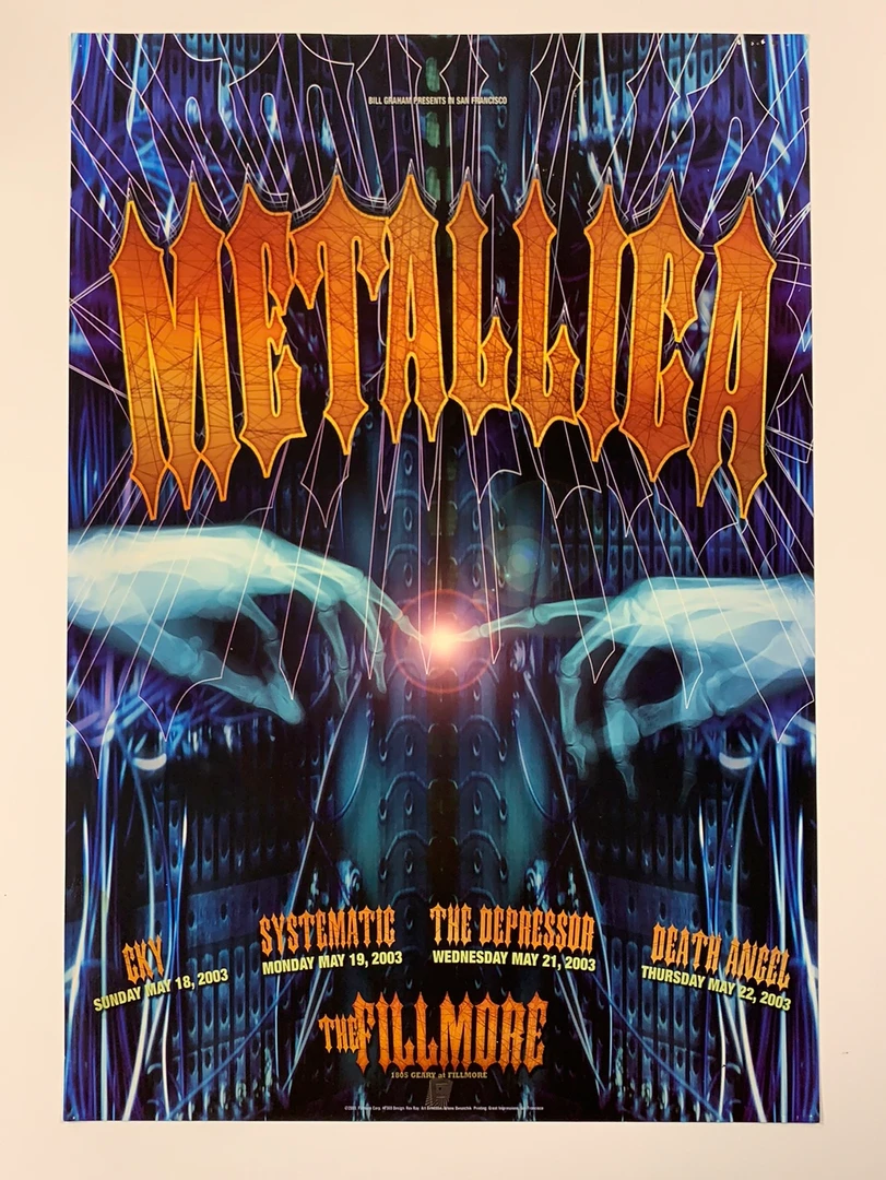 Metallica - 2003 Poster Rex Ray Fillmore Auditorium San Fran 1st Gig Posters 4 Metallica - 2003 Poster Rex Ray Fillmore Auditorium San Fran 1st Gig Posters