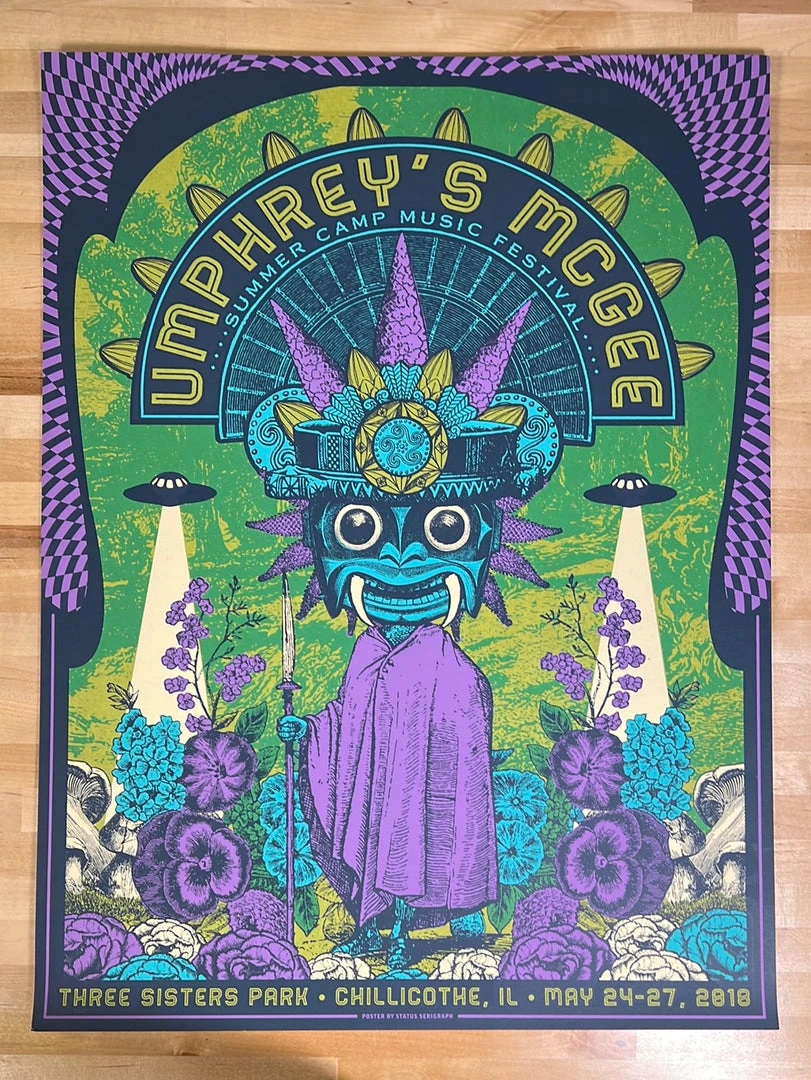 Umphrey's McGee - 2018 Status Serigraph Poster Summer Camp Festival Gig Posters 4 Umphrey's McGee - 2018 Status Serigraph Poster Summer Camp Festival Gig Posters