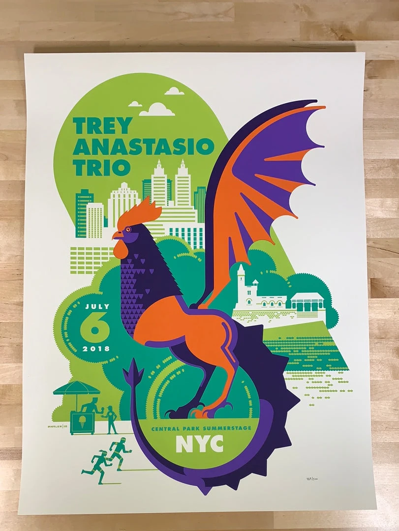 Gig Posters Trey Anastasio - 2018 Tom Whalen Poster New York City, NY 4 Gig Posters Trey Anastasio - 2018 Tom Whalen Poster New York City, NY