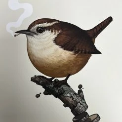 Fat Bird - 2019 Mike Mitchell Poster Carolina Wren Variant