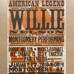 Gig Posters Willie Nelson - 2010 Hatch Show Print 1/17 Poster Montgomery, Alabama