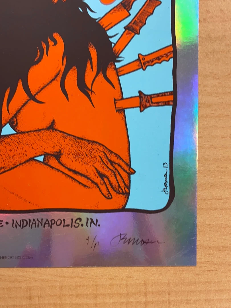 Queens Of The Stone Age - 2013 Jermaine Rogers Poster Indianapolis FOIL Handbill Foil Posters 8 Queens Of The Stone Age - 2013 Jermaine Rogers Poster Indianapolis FOIL Handbill Foil Posters