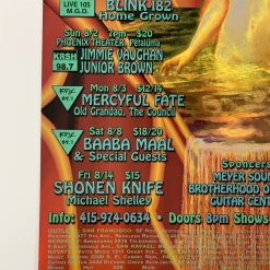 Carolyn Ferris Gig Posters MHP 50 Maritime Hall - 1998 Poster August Blink-182, SCI, Leftover Salmon San Fran 1st