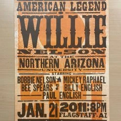 Gig Posters Willie Nelson - 2011 Hatch Show Print 1/21 Poster Flagstaff, Arizona