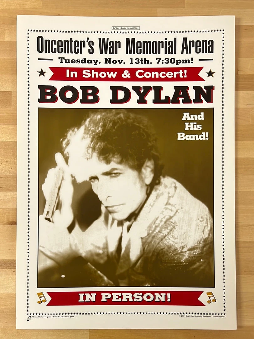 Bob Dylan - 2001 Geoff Gans Poster Syracuse, NY Oncenter War Gig Posters 4 Bob Dylan - 2001 Geoff Gans Poster Syracuse, NY Oncenter War Gig Posters