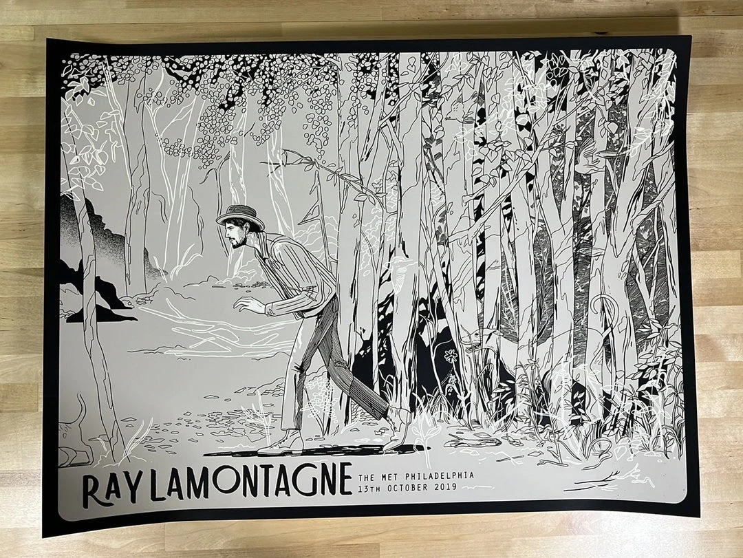 Gig Posters Ray Lamontagne - 2019 Yin Shian Ng Poster Philadelphia, PA 4 Gig Posters Ray Lamontagne - 2019 Yin Shian Ng Poster Philadelphia, PA
