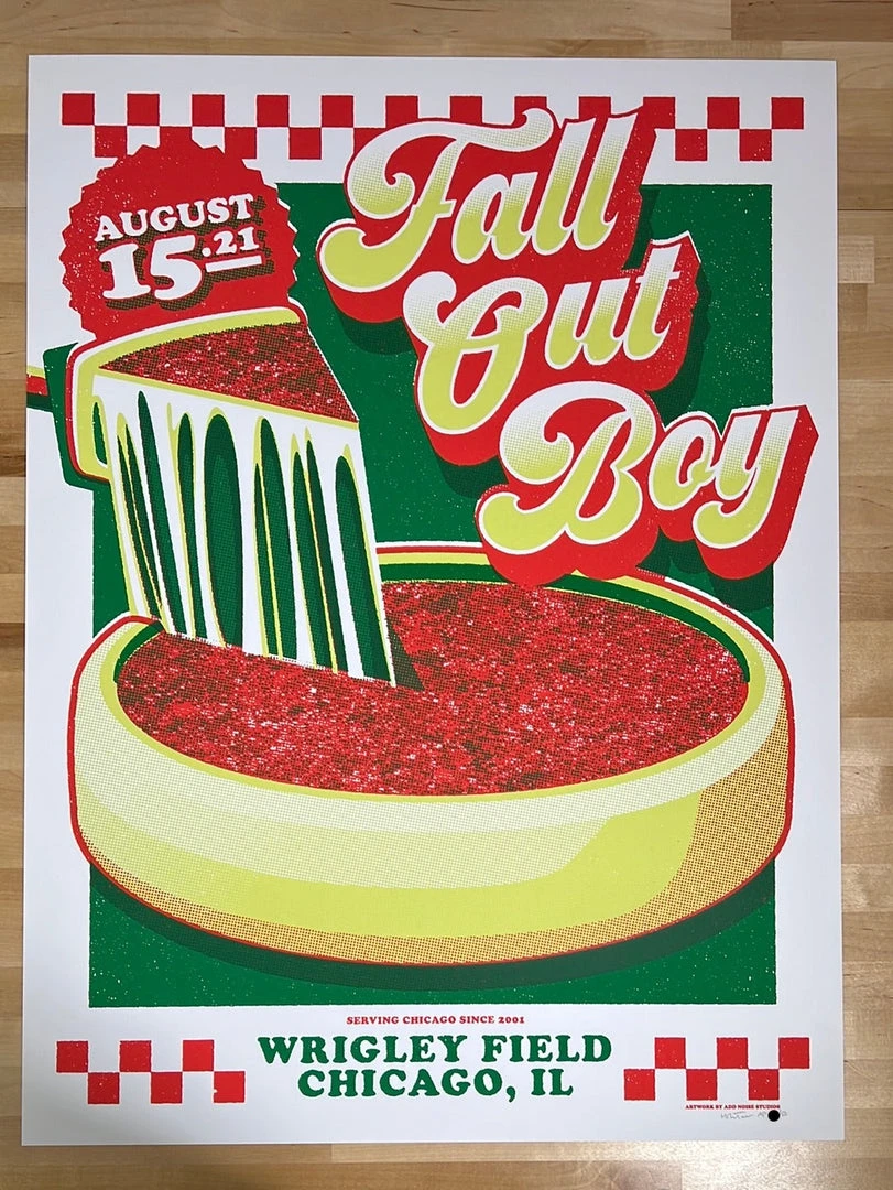 Fall Out Boy - 2021 Mike Tallman Poster Chicago, IL Wrigley Field 4 Fall Out Boy - 2021 Mike Tallman Poster Chicago, IL Wrigley Field