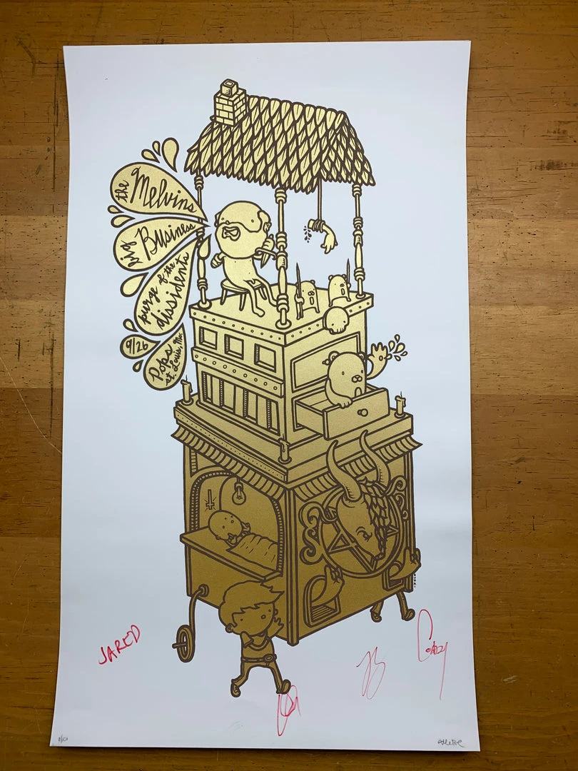 Melvins - 2007 Budai Poster St. Louis, MO Pop's Band Signed Gig Posters 4 Melvins - 2007 Budai Poster St. Louis, MO Pop's Band Signed Gig Posters