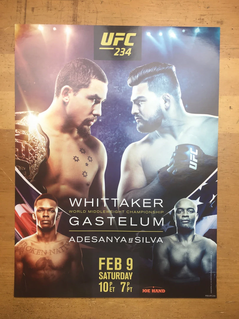 Sold Out Posters UFC 234 2019 Poster Whittaker Vs Gastelum & Adesanya Vs Silva 4 Sold Out Posters UFC 234 2019 Poster Whittaker Vs Gastelum & Adesanya Vs Silva
