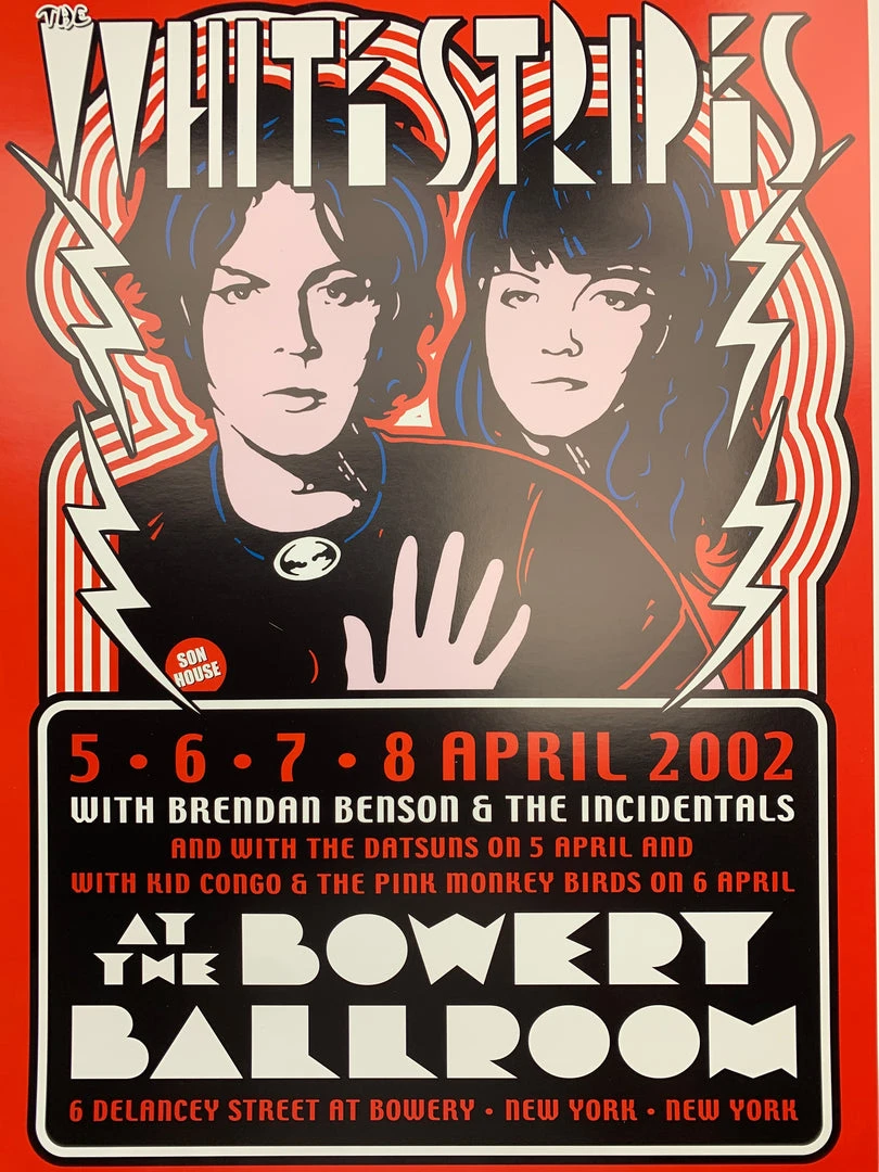 The White Stripes - 2002 Dennis Loren Poster New York Bowery Ballroom Gig Posters 3 The White Stripes - 2002 Dennis Loren Poster New York Bowery Ballroom Gig Posters