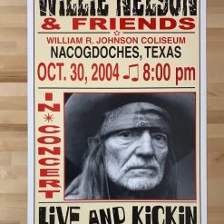 Willie Nelson - 2004 Franks Brothers 10/30 Poster Nacogdoches, TX Gig Posters