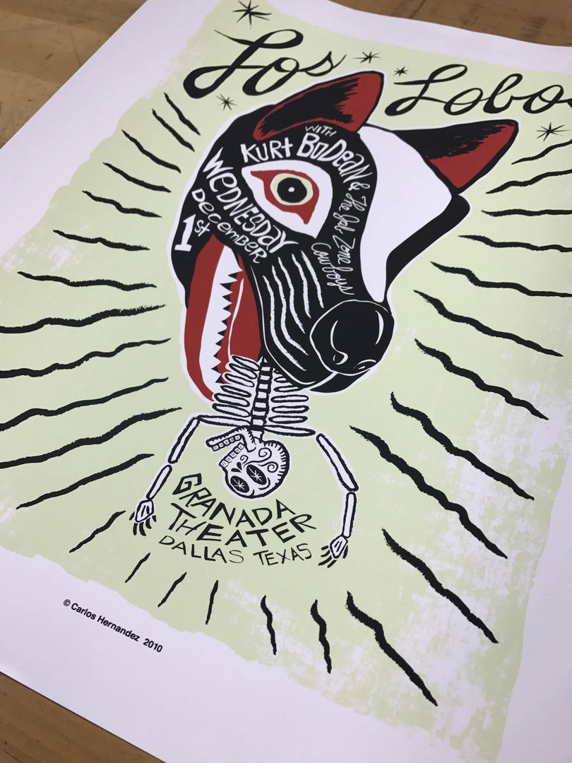 Los Lobos - 2010 Carlos Hernandez Poster Dallas, TX, Granda Theater 4 Los Lobos - 2010 Carlos Hernandez Poster Dallas, TX, Granda Theater