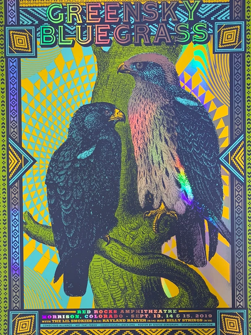 Greensky Bluegrass - 2019 Status Serigraph Poster Red Rocks, Morrison, CO FOIL Colorado 3 Greensky Bluegrass - 2019 Status Serigraph Poster Red Rocks, Morrison, CO FOIL Colorado