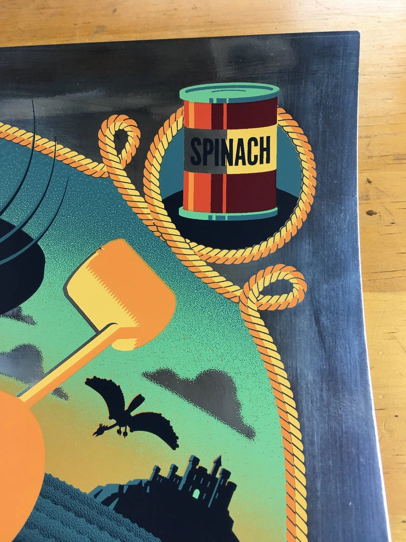 Art Prints Popeye The Sailor Meets Sindbad The Sailor - 2014 Tom Whalen Poster Foil Green V 9 Art Prints Popeye The Sailor Meets Sindbad The Sailor - 2014 Tom Whalen Poster Foil Green V