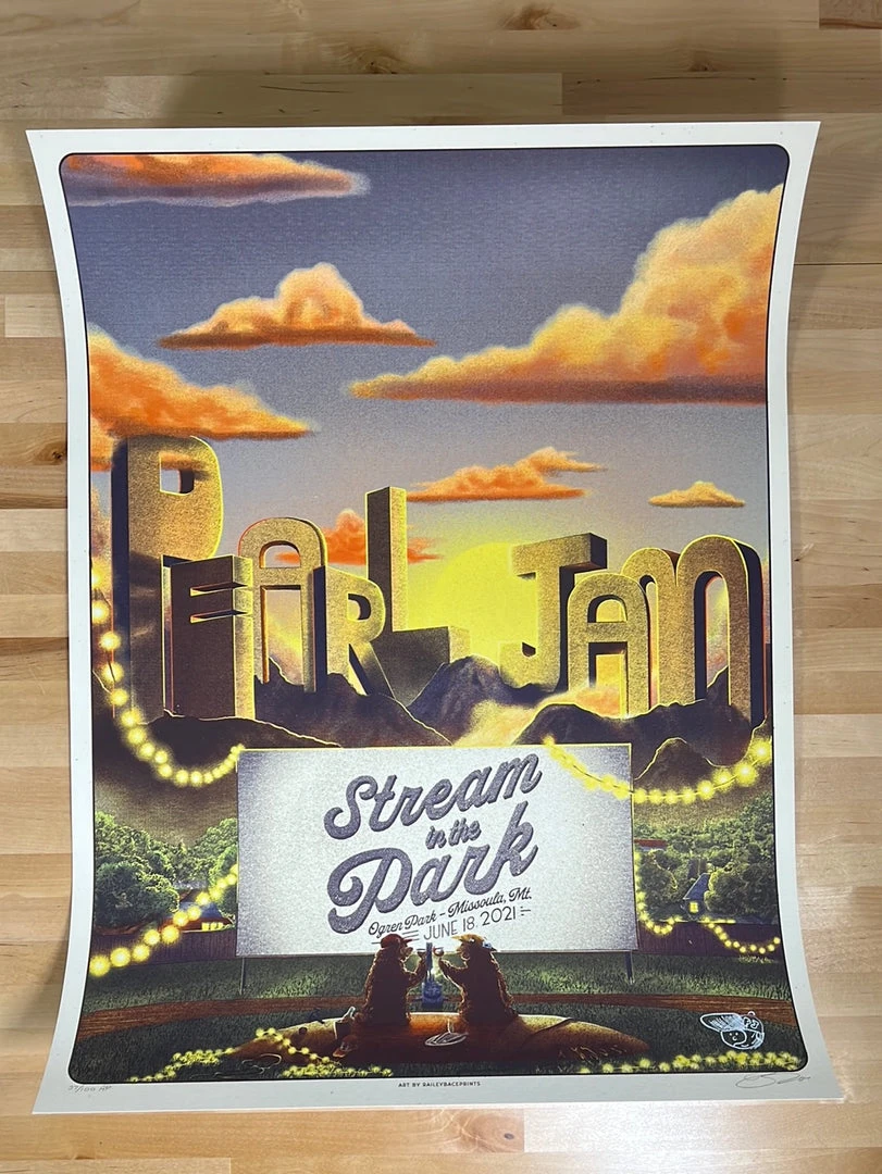 Railey Bace Prints Pearl Jam - 2021 Bailey Race Poster Missoula, MT Streaming AP Gig Posters 4 Railey Bace Prints Pearl Jam - 2021 Bailey Race Poster Missoula, MT Streaming AP Gig Posters