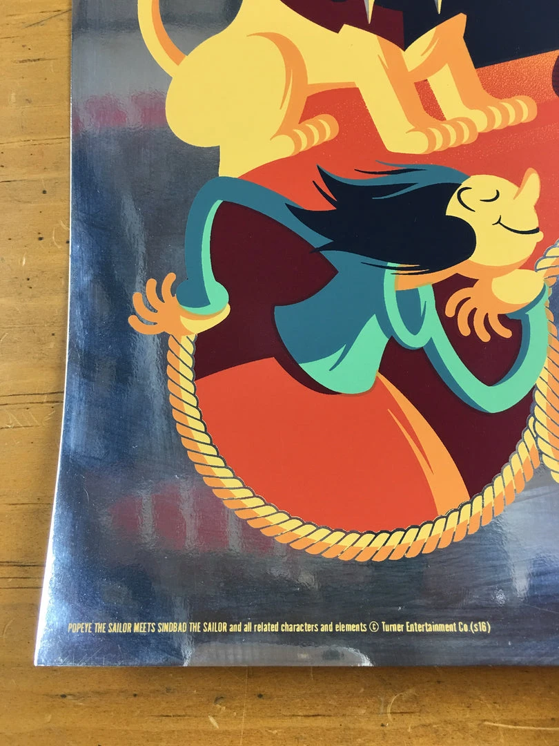 Art Prints Popeye The Sailor Meets Sindbad The Sailor - 2014 Tom Whalen Poster Foil Green V 7 Art Prints Popeye The Sailor Meets Sindbad The Sailor - 2014 Tom Whalen Poster Foil Green V