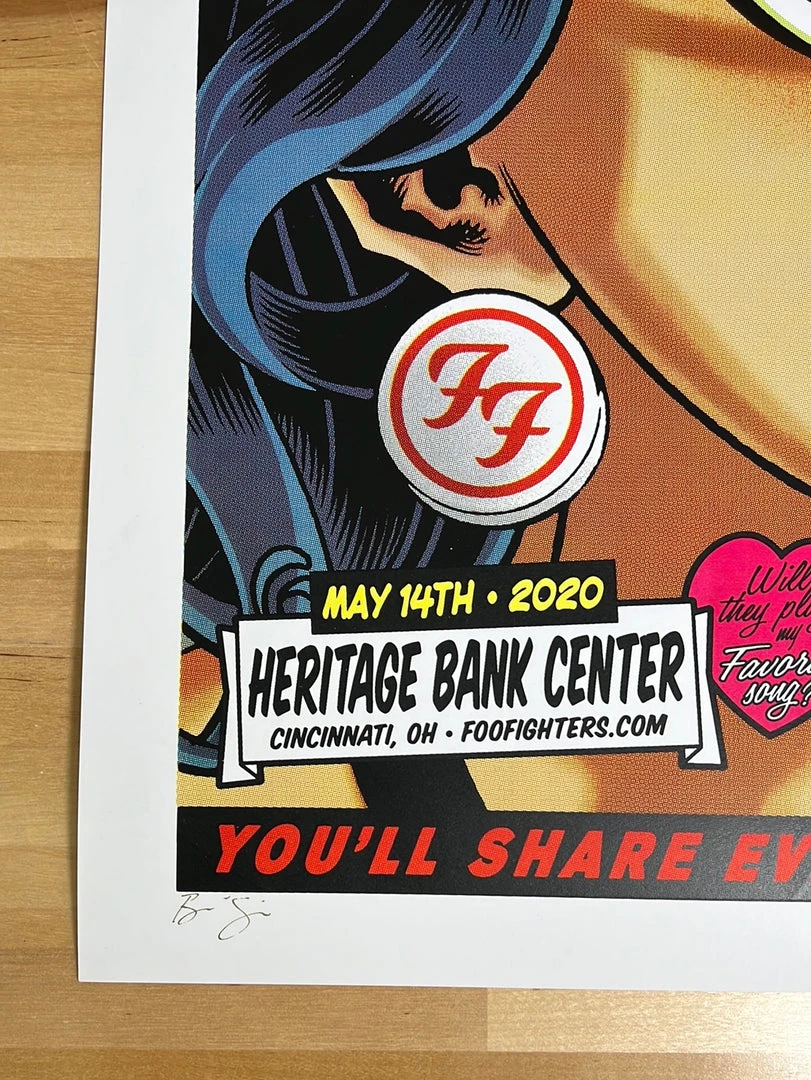 Foo Fighters - 2020 Brian Ewing Poster Cincinnati, OH AP 8 Foo Fighters - 2020 Brian Ewing Poster Cincinnati, OH AP