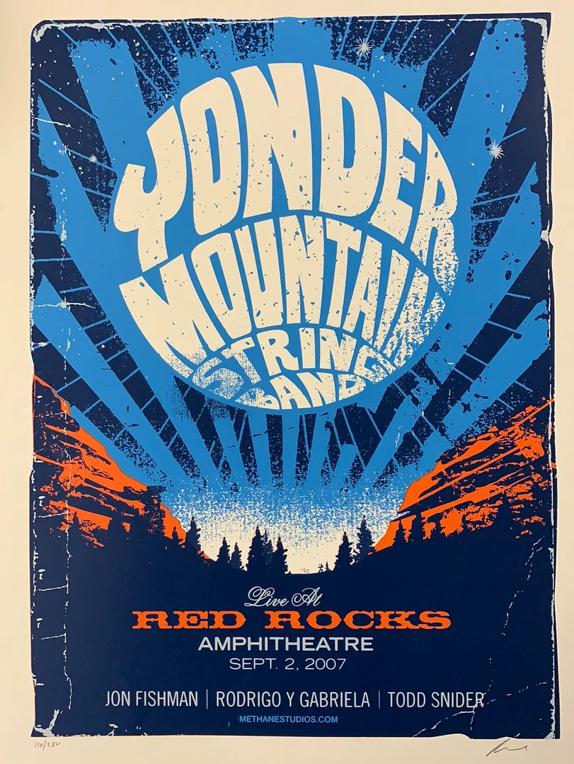 Methane Studios Yonder Mountain String Band - 2007 Methane Poster Red Rocks Morrison, CO Colorado 3 Methane Studios Yonder Mountain String Band - 2007 Methane Poster Red Rocks Morrison, CO Colorado
