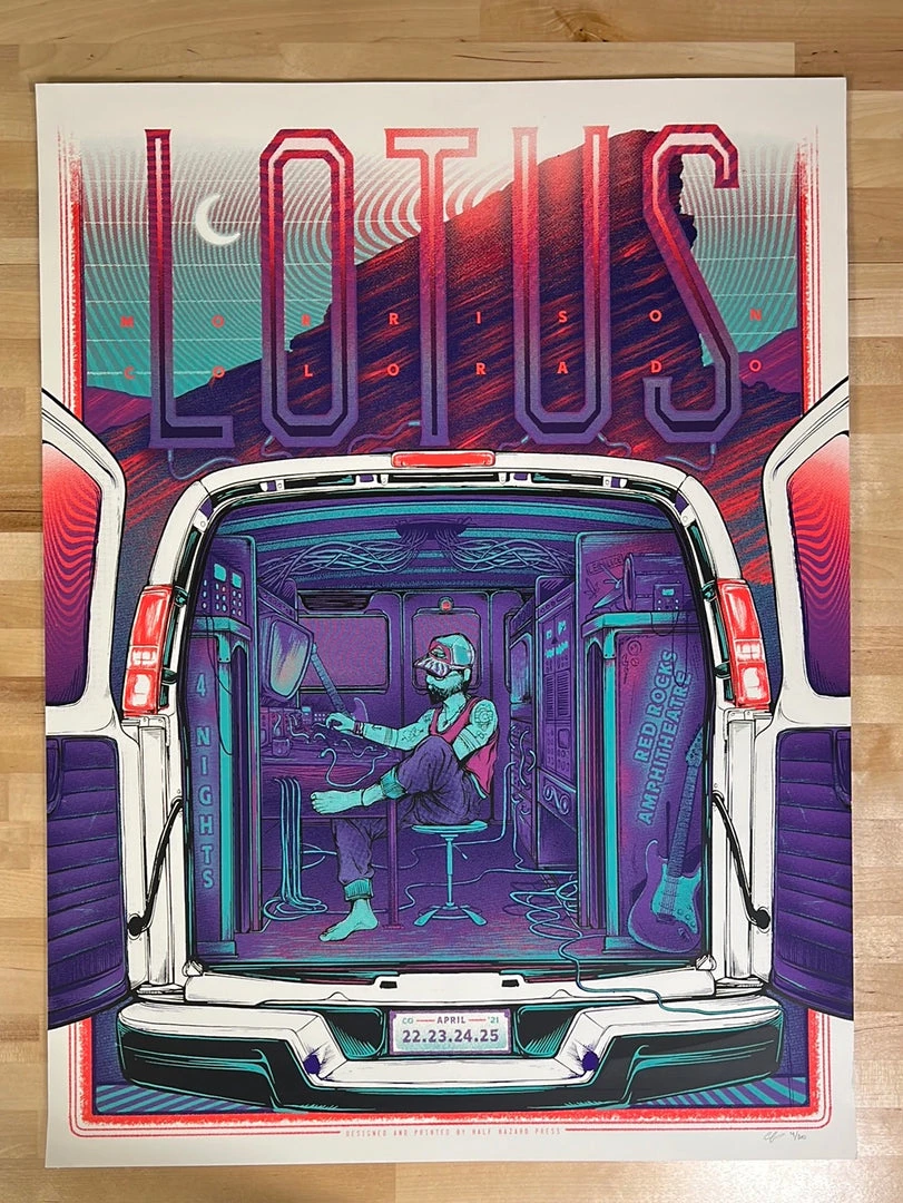 Half Hazzard Press Colorado Lotus - 2021 Half Hazard Poster Red Rocks, Morrison, CO 4 Half Hazzard Press Colorado Lotus - 2021 Half Hazard Poster Red Rocks, Morrison, CO