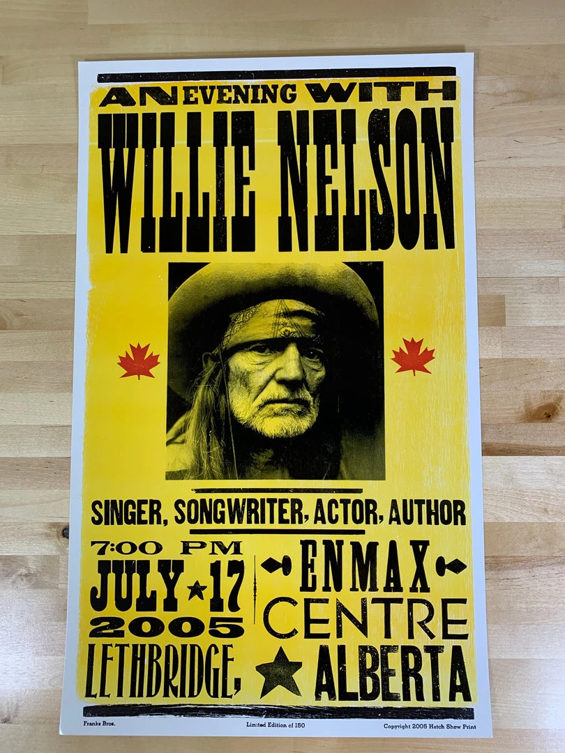 Gig Posters Willie Nelson - 2005 Franks Brothers Poster Lethbridge, Alberta 4 Gig Posters Willie Nelson - 2005 Franks Brothers Poster Lethbridge, Alberta