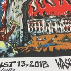 Bobby Draws Skullz Pearl Jam - 2018 Bobby Brown Draws Skullz Missoula Poster Jeff Ament AP S/N Vote