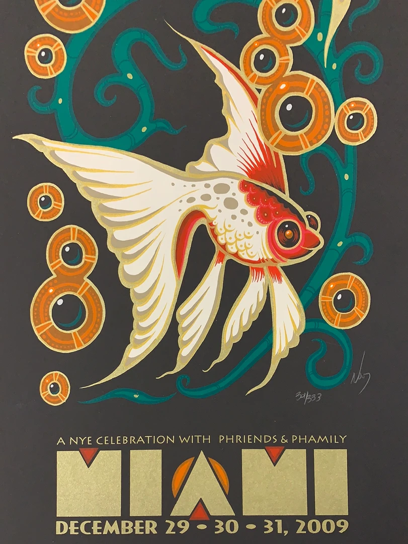 Gig Posters Phish - 2009 Jeff Wood Poster Miami, FL NYE 3 Gig Posters Phish - 2009 Jeff Wood Poster Miami, FL NYE