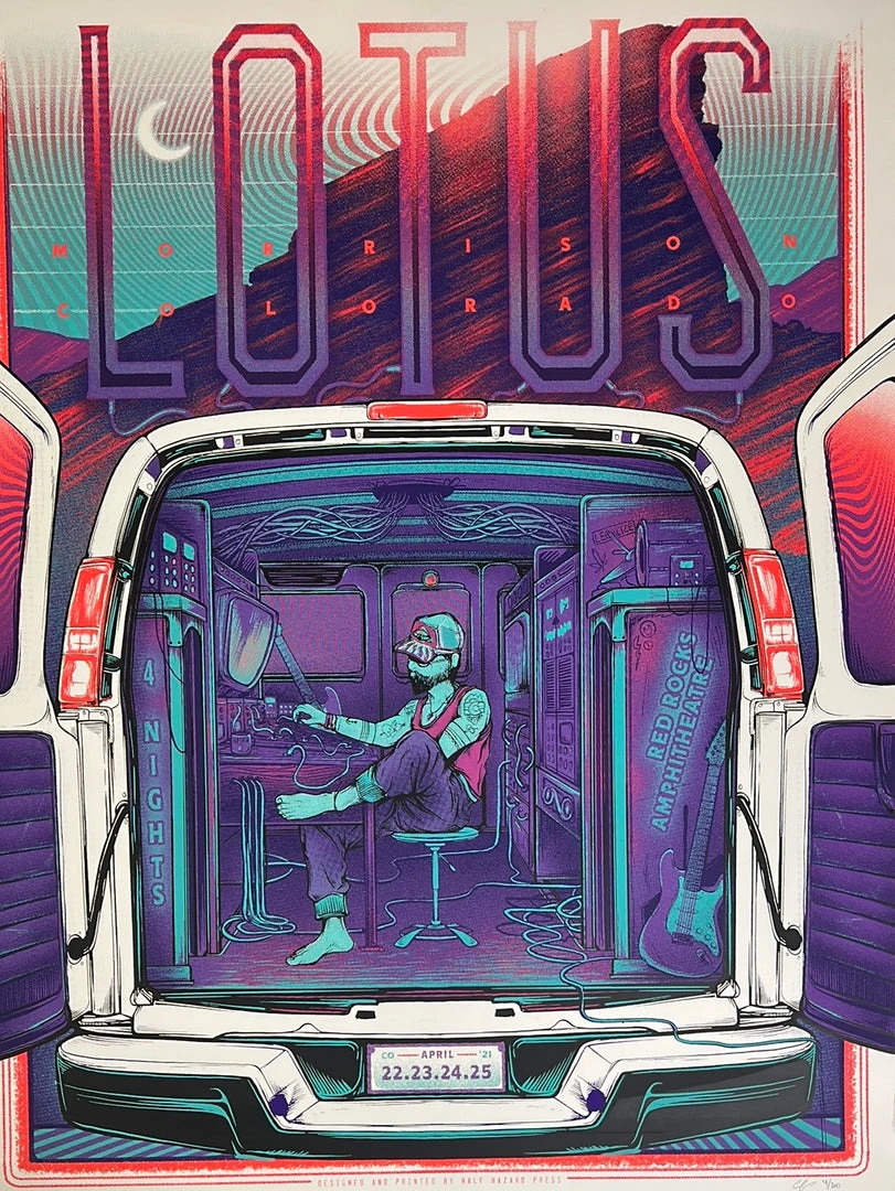 Half Hazzard Press Colorado Lotus - 2021 Half Hazard Poster Red Rocks, Morrison, CO 3 Half Hazzard Press Colorado Lotus - 2021 Half Hazard Poster Red Rocks, Morrison, CO