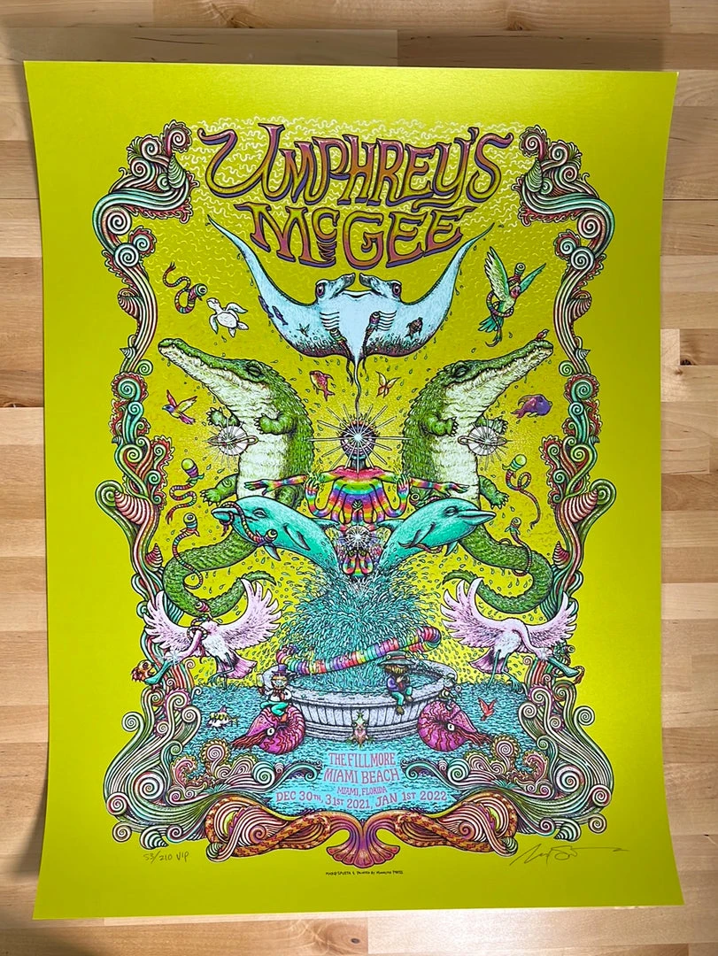 Umphrey's McGee - 2020/2021 Marq Spusta Poster Miami, FL 1st Green 4 Umphrey's McGee - 2020/2021 Marq Spusta Poster Miami, FL 1st Green