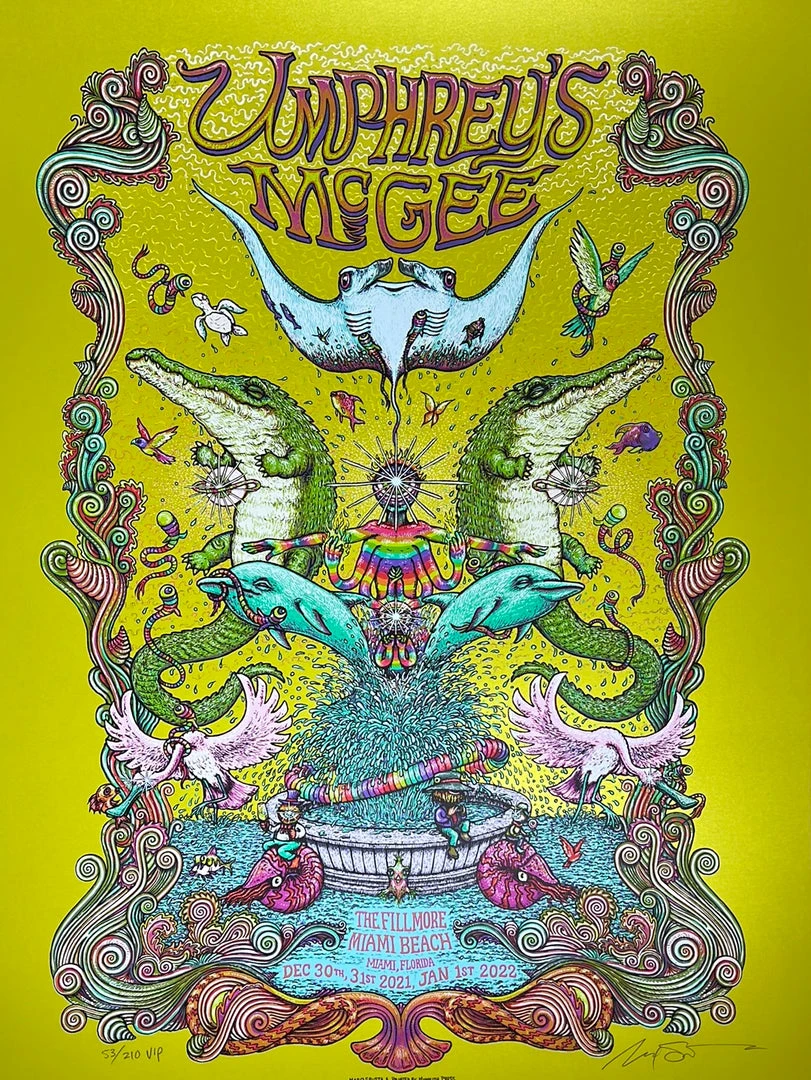 Umphrey's McGee - 2020/2021 Marq Spusta Poster Miami, FL 1st Green 3 Umphrey's McGee - 2020/2021 Marq Spusta Poster Miami, FL 1st Green
