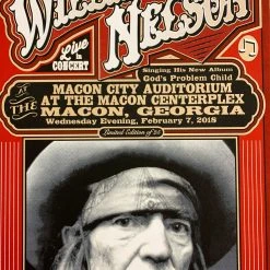 Willie Nelson - 2018 Mattole River Studios Poster Macon Georgia Gig Posters