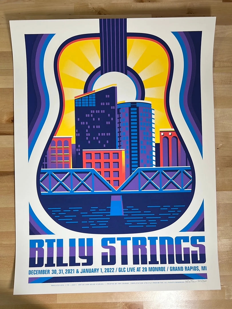 Billy Strings - 2021 2022 Mike Tallman Poster Grand Rapids, MI NYE 1st Gig Posters 4 Billy Strings - 2021 2022 Mike Tallman Poster Grand Rapids, MI NYE 1st Gig Posters