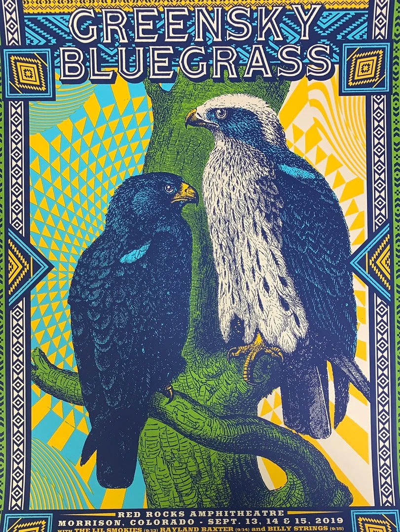 Colorado Greensky Bluegrass - 2019 Status Serigraph Poster Red Rocks, Morrison, CO AE 3 Colorado Greensky Bluegrass - 2019 Status Serigraph Poster Red Rocks, Morrison, CO AE