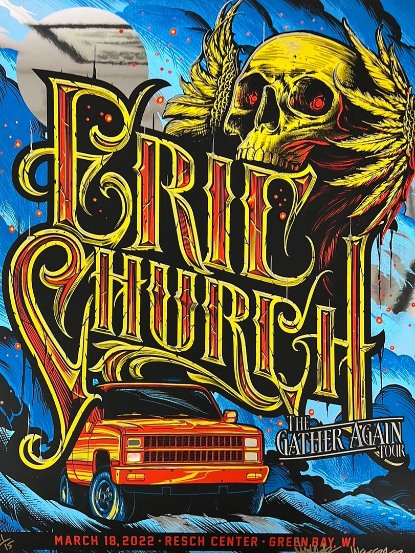 Eric Church - 2022 Maxx242 Poster Green Bay, WI Mirror FOIL 3/18 3 Eric Church - 2022 Maxx242 Poster Green Bay, WI Mirror FOIL 3/18