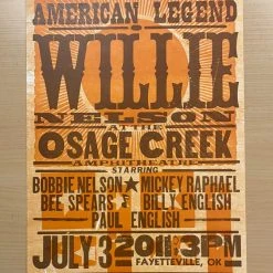 Gig Posters Willie Nelson - 2011 Hatch Show Print 7/3 Poster Fayetteville, Oklahoma