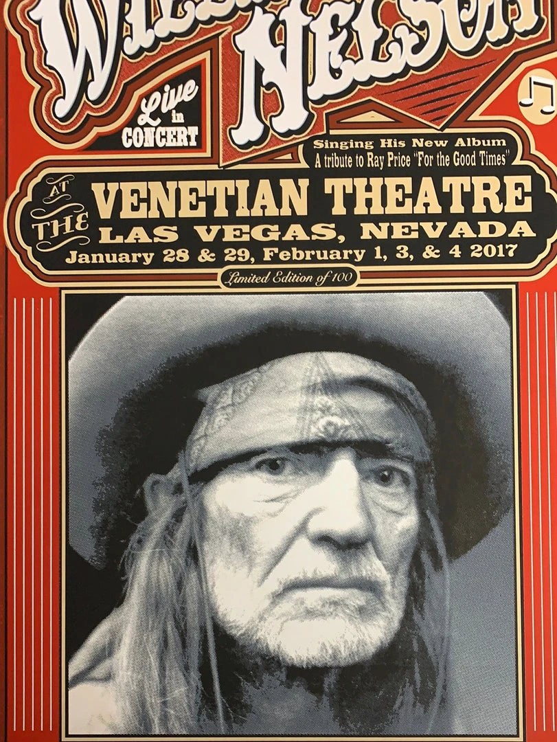 Willie Nelson - 2017 Mattole River Studios Poster Las Vegas, NV 3 Willie Nelson - 2017 Mattole River Studios Poster Las Vegas, NV