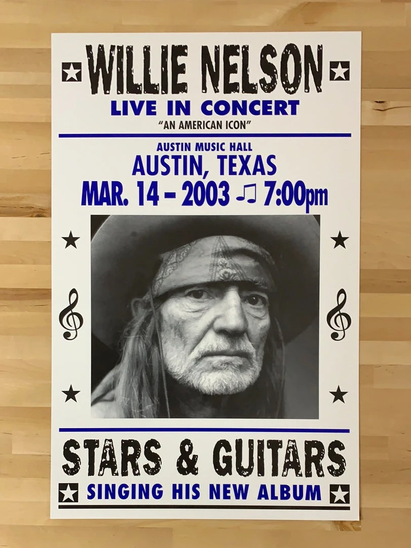 Willie Nelson - 2003 Franks Brothers 3/14 Poster Austin, TX Gig Posters 4 Willie Nelson - 2003 Franks Brothers 3/14 Poster Austin, TX Gig Posters