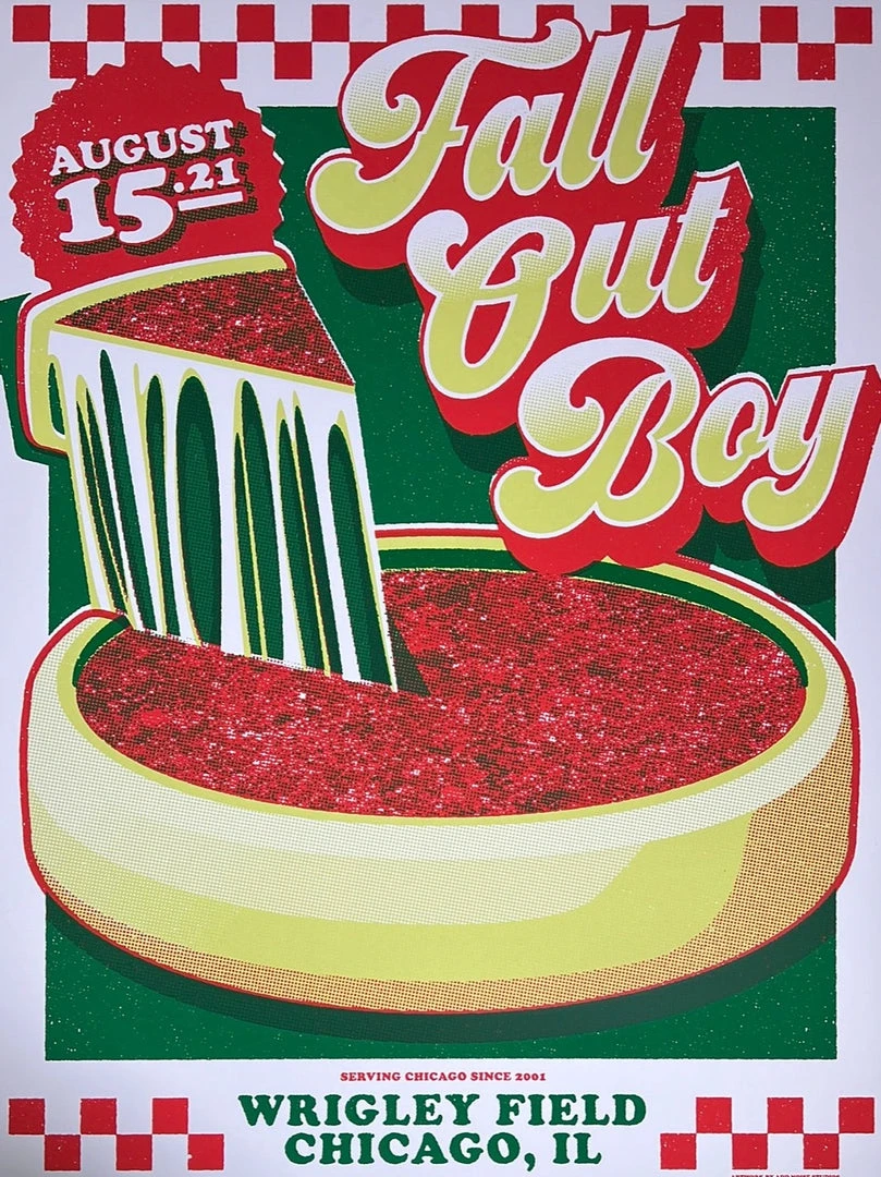 Fall Out Boy - 2021 Mike Tallman Poster Chicago, IL Wrigley Field 3 Fall Out Boy - 2021 Mike Tallman Poster Chicago, IL Wrigley Field