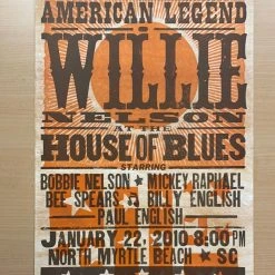 Gig Posters Willie Nelson - 2010 Hatch Show Print 1/22 Poster North Myrtle Beach, South Carolina 5 Gig Posters Willie Nelson - 2010 Hatch Show Print 1/22 Poster North Myrtle Beach, South Carolina