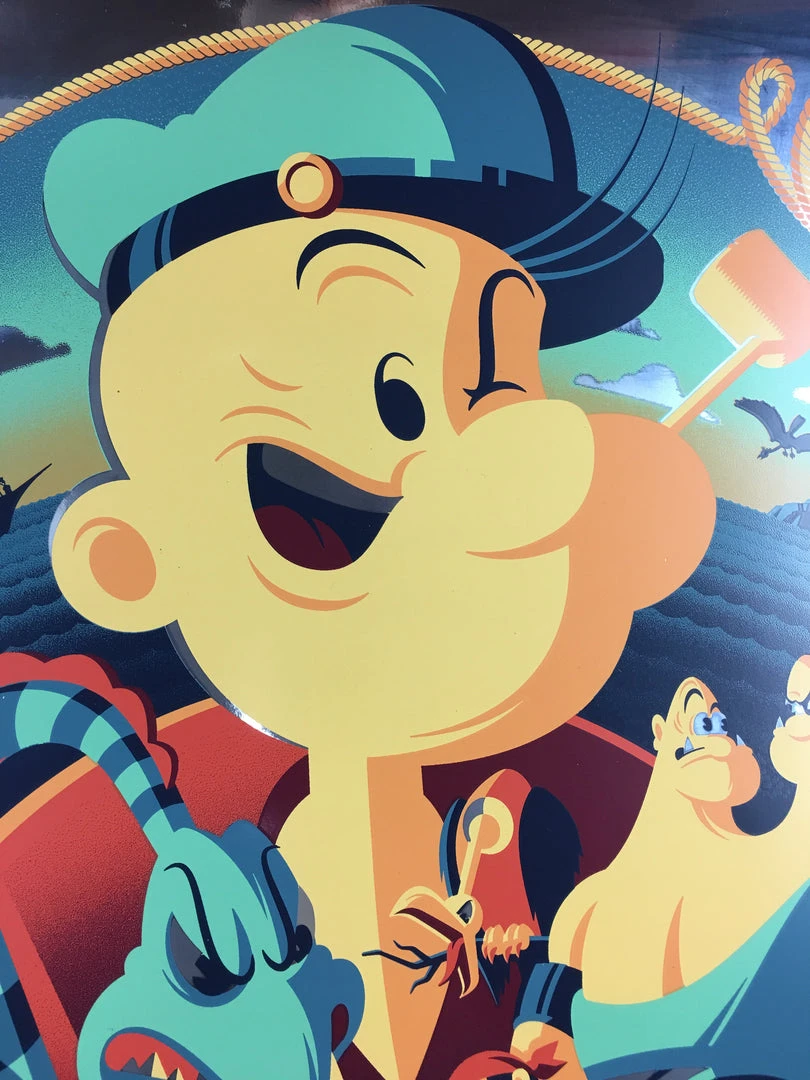 Art Prints Popeye The Sailor Meets Sindbad The Sailor - 2014 Tom Whalen Poster Foil Green V 4 Art Prints Popeye The Sailor Meets Sindbad The Sailor - 2014 Tom Whalen Poster Foil Green V