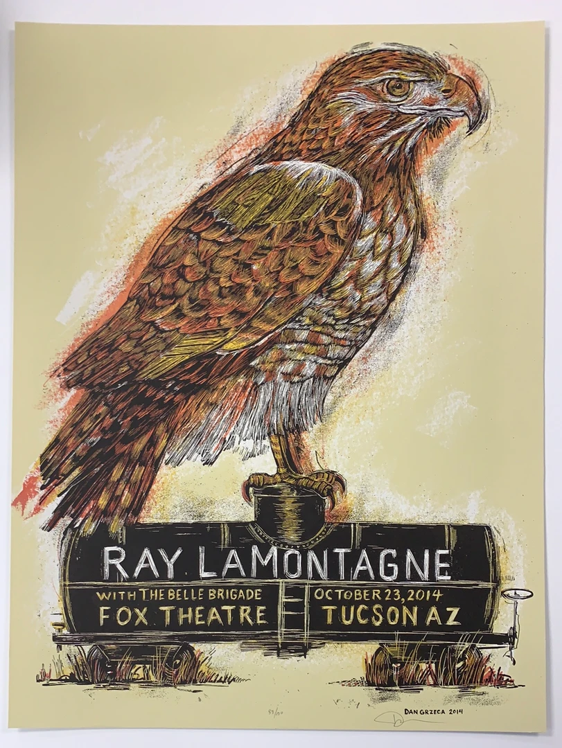 Gig Posters Ray Lamontagne - 2014 Dan Grzeca Poster Tucson, AZ Fox Theatre 4 Gig Posters Ray Lamontagne - 2014 Dan Grzeca Poster Tucson, AZ Fox Theatre