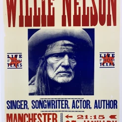 Willie Nelson - 2007 Hatch Show Print 1/27 Poster Manchester, England Gig Posters