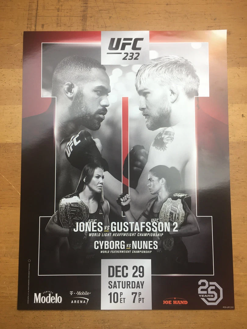 Sold Out Posters UFC 232 2018 Poster Jones Vs Gustafsson 2 & Cyborg Vs Nunes 4 Sold Out Posters UFC 232 2018 Poster Jones Vs Gustafsson 2 & Cyborg Vs Nunes
