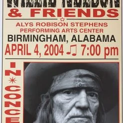Willie Nelson - 2004 Franks Brothers 4/4 Poster Birmingham, AL Gig Posters