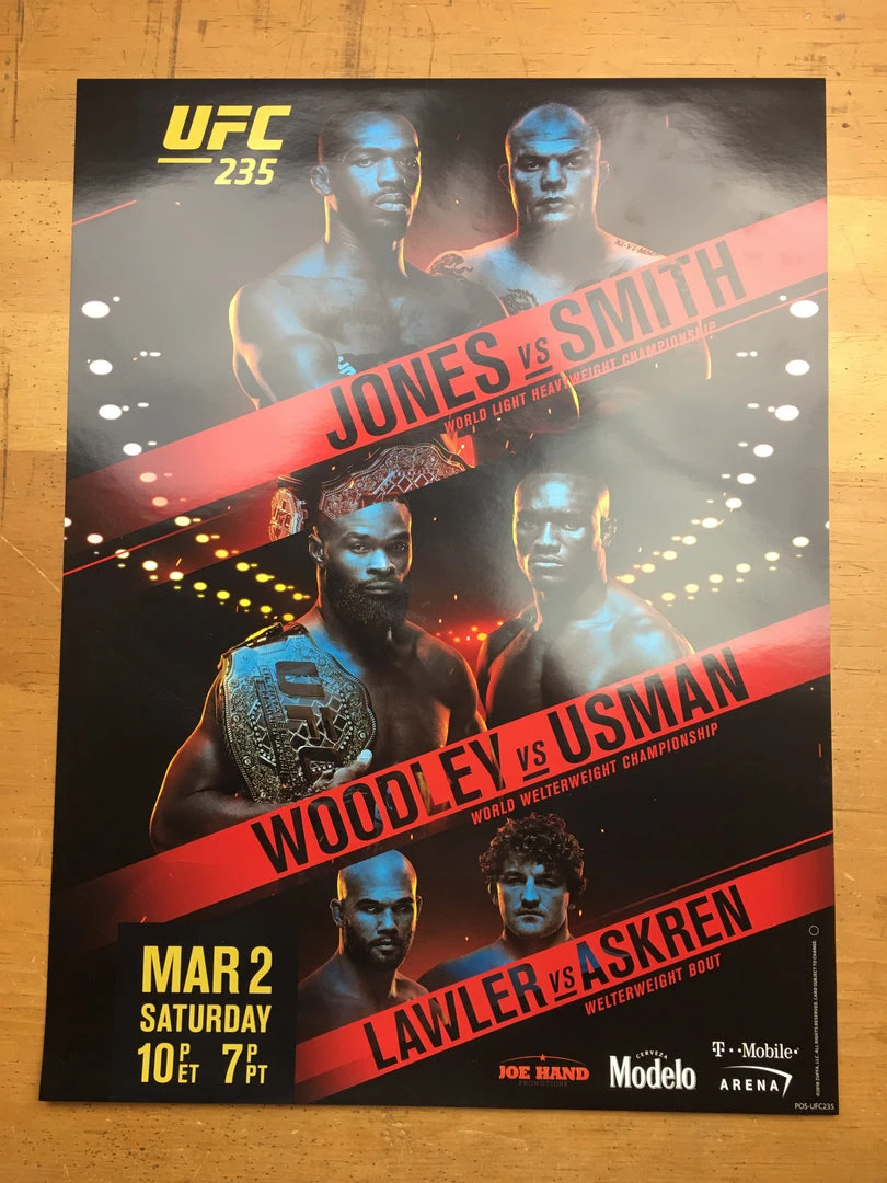 Sold Out Posters UFC 235 2019 Poster Jones Vs Smith, Woodley Vs Usman & Lawler Vs Askren 4 Sold Out Posters UFC 235 2019 Poster Jones Vs Smith, Woodley Vs Usman & Lawler Vs Askren